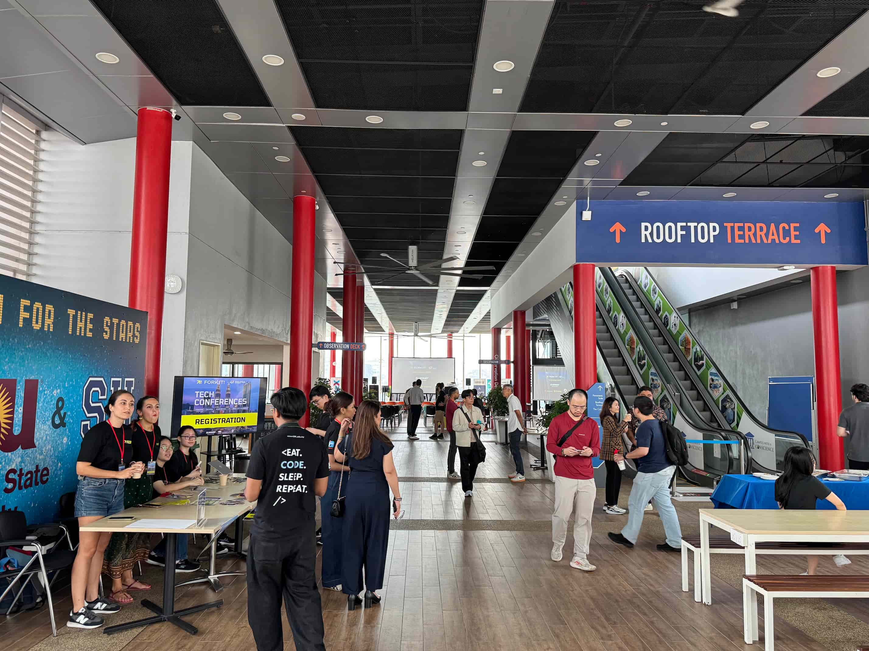 Entrance of the event where people are validating their tickets